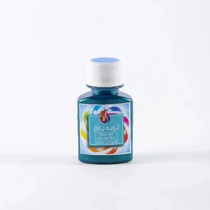 رنگ شیشه 60 میل فیروزه ای صدفی ترمه باران رنگ شیشه 60 میل فیروزه ای صدفی ترمه باران