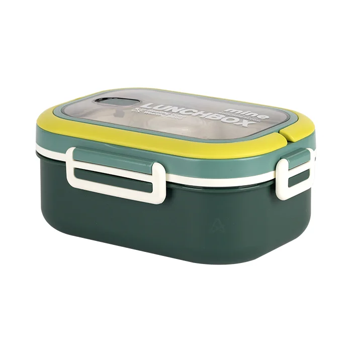 ظرف غذا مستطیل 830 میل 2 طبقه با قاشق LB-214 ماین