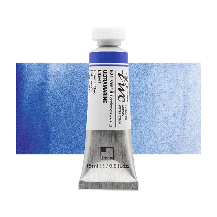 آبرنگ تیوپی 15 میل Ultramarine Light کد 621 Pwc سری B شین هان آبرنگ تیوپی 15 میل Ultramarine Light کد 621 Pwc سری B شین هان