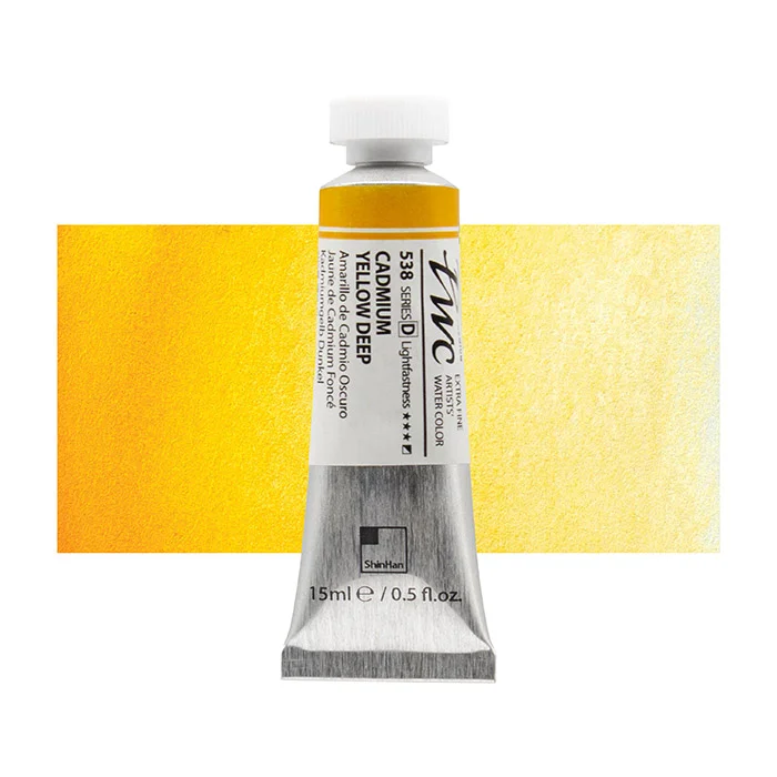 آبرنگ تیوپی 15 میل Cadmium Yellow Deep کد 538 Pwc سری D شین هان آبرنگ تیوپی 15 میل Cadmium Yellow Deep کد 538 Pwc سری D شین هان