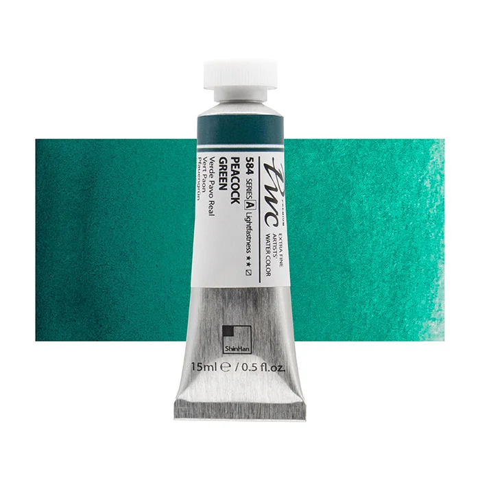 آبرنگ تیوپی 15 میل Peacock Green کد 584 Pwc سری A شین هان آبرنگ تیوپی 15 میل Peacock Green کد 584 Pwc سری A شین هان