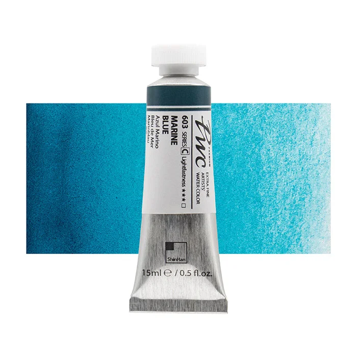 آبرنگ تیوپی 15 میل Marine Blue کد 603 Pwc سری C شین هان آبرنگ تیوپی 15 میل Marine Blue کد 603 Pwc سری C شین هان