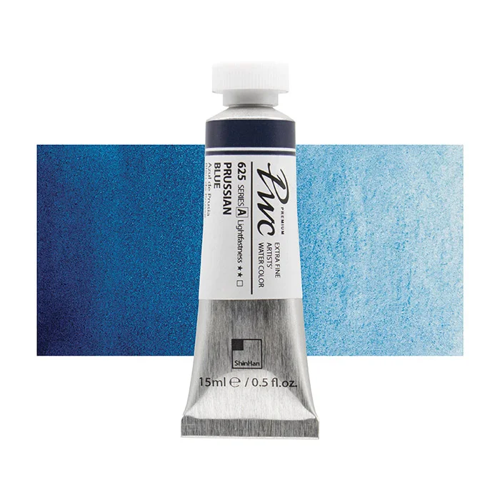 آبرنگ تیوپی 15 میل Prussian Blue کد 625 Pwc سری A شین هان آبرنگ تیوپی 15 میل Prussian Blue کد 625 Pwc سری A شین هان