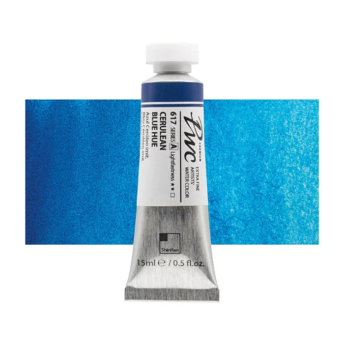 آبرنگ تیوپی 15 میل Cerulean Blue Hue کد 617 Pwc سری A شین هان آبرنگ تیوپی 15 میل Cerulean Blue Hue کد 617 Pwc سری A شین هان