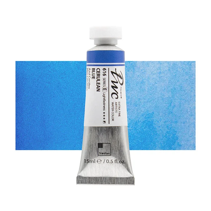 آبرنگ تیوپی 15 میل Cerulean Blue کد 616 Pwc سری E شین هان آبرنگ تیوپی 15 میل Cerulean Blue کد 616 Pwc سری E شین هان