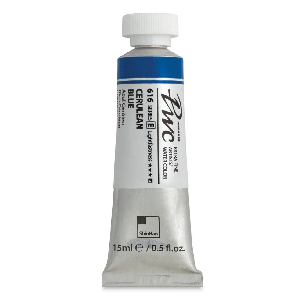 آبرنگ تیوپی 15 میل Cerulean Blue کد 616 Pwc سری E شین هان آبرنگ تیوپی 15 میل Cerulean Blue کد 616 Pwc سری E شین هان