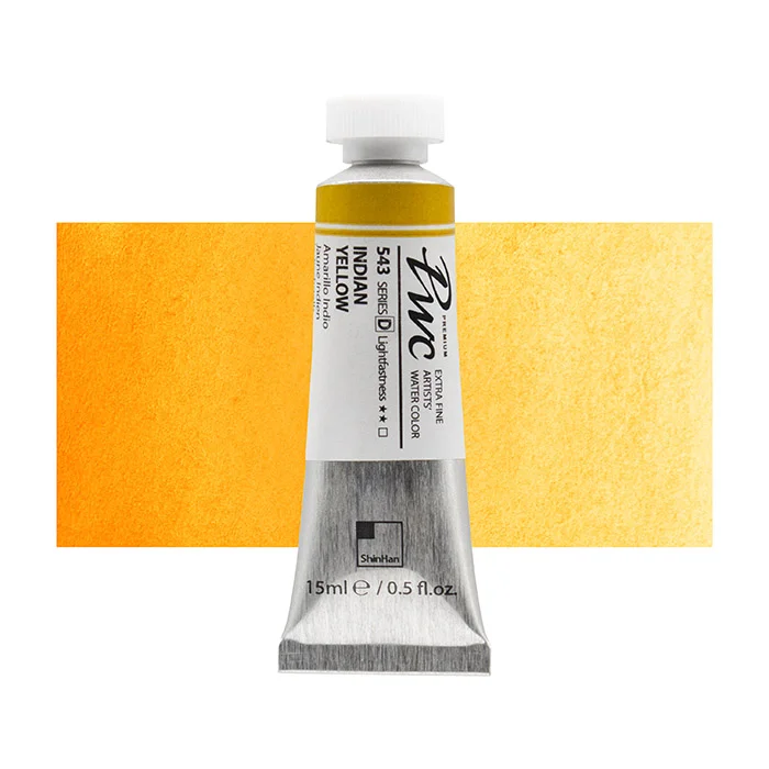 آبرنگ تیوپی 15 میل Indian Yellow کد 543 Pwc سری D شین هان آبرنگ تیوپی 15 میل Indian Yellow کد 543 Pwc سری D شین هان