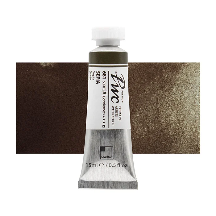 آبرنگ تیوپی 15 میل Sepia کد 681 Pwc سری A شین هان آبرنگ تیوپی 15 میل Sepia کد 681 Pwc سری A شین هان