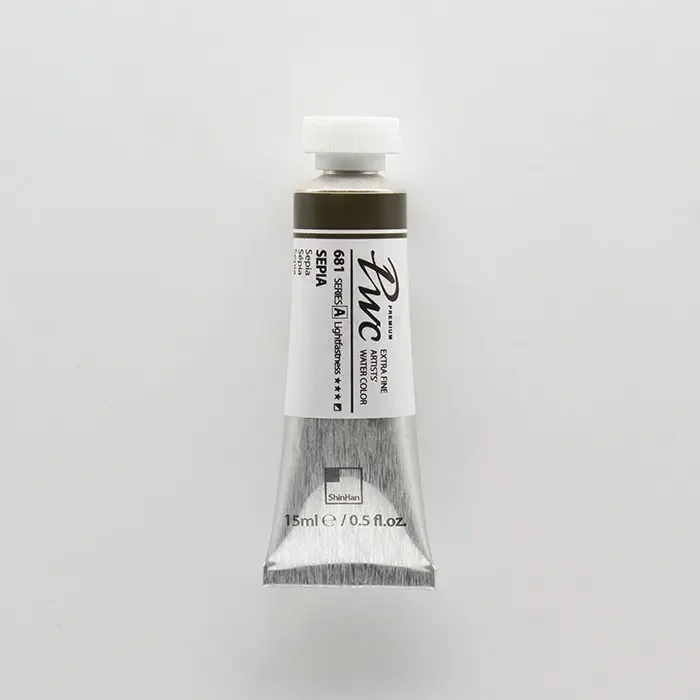 آبرنگ تیوپی 15 میل Sepia کد 681 Pwc سری A شین هان آبرنگ تیوپی 15 میل Sepia کد 681 Pwc سری A شین هان