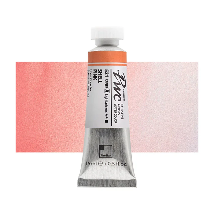 آبرنگ تیوپی 15 میل Shell Pink کد 521 Pwc سری A شین هان آبرنگ تیوپی 15 میل Shell Pink کد 521 Pwc سری A شین هان