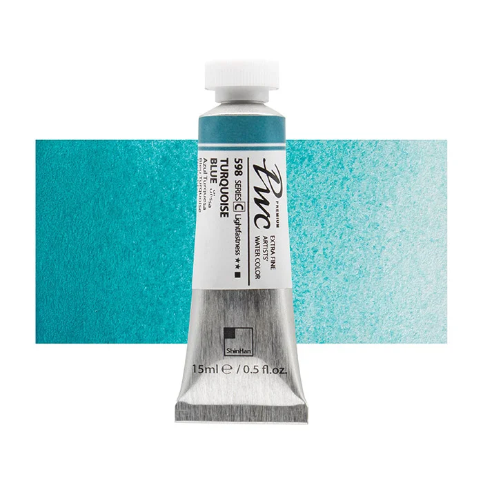 آبرنگ تیوپی 15 میل Turquoise Blue کد 598 Pwc سری C شین هان آبرنگ تیوپی 15 میل Turquoise Blue کد 598 Pwc سری C شین هان