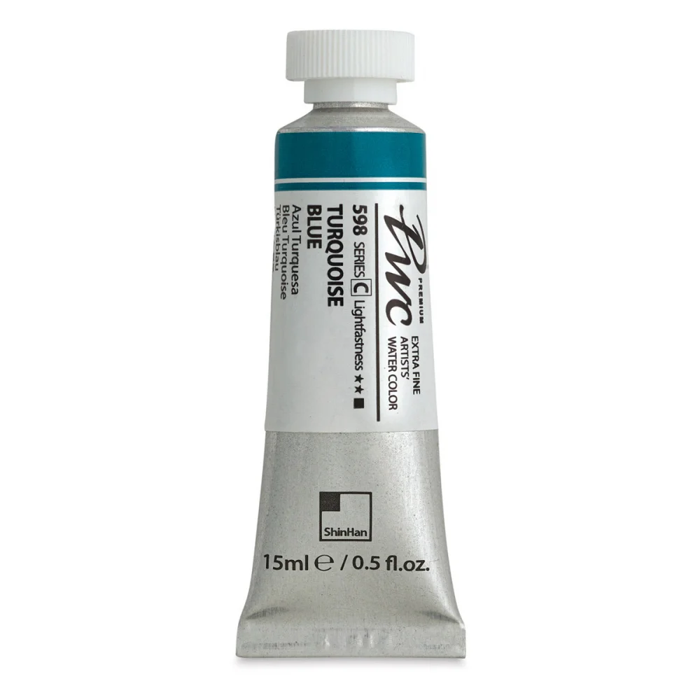آبرنگ تیوپی 15 میل Turquoise Blue کد 598 Pwc سری C شین هان آبرنگ تیوپی 15 میل Turquoise Blue کد 598 Pwc سری C شین هان