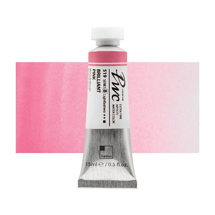 آبرنگ تیوپی 15 میل Brilliant Pink کد 519 Pwc سری B شین هان آبرنگ تیوپی 15 میل Brilliant Pink کد 519 Pwc سری B شین هان
