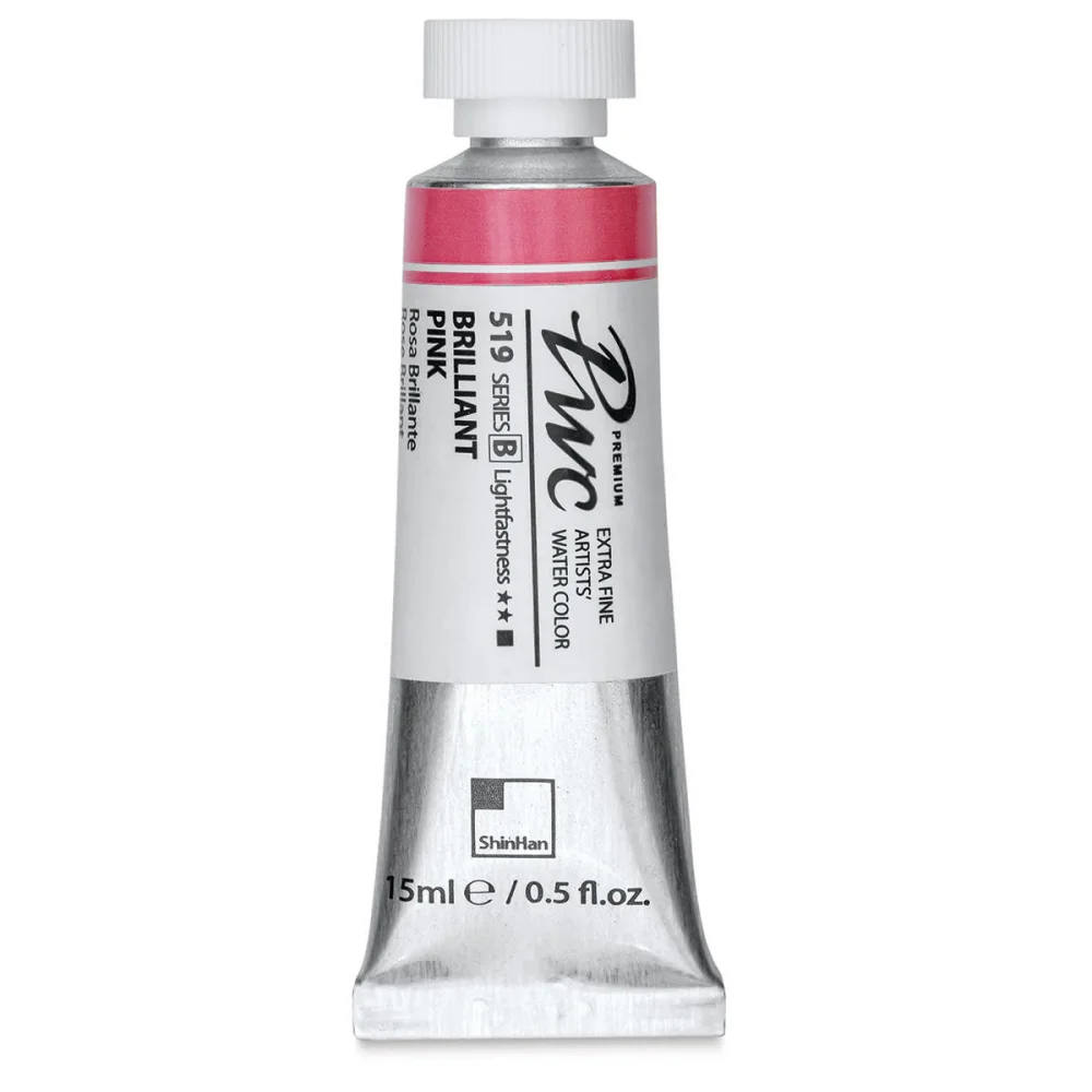آبرنگ تیوپی 15 میل Brilliant Pink کد 519 Pwc سری B شین هان آبرنگ تیوپی 15 میل Brilliant Pink کد 519 Pwc سری B شین هان