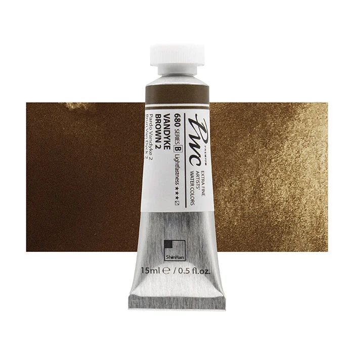آبرنگ تیوپی 15 میل Vandyke Brown 2 کد 680 Pwc سری B شین هان آبرنگ تیوپی 15 میل Vandyke Brown 2 کد 680 Pwc سری B شین هان