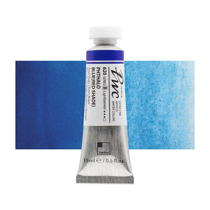 آبرنگ تیوپی 15 میل (Phthalo Blue (Red Shade کد 620 Pwc سری B شین هان آبرنگ تیوپی 15 میل (Phthalo Blue (Red Shade کد 620 Pwc سری B شین هان