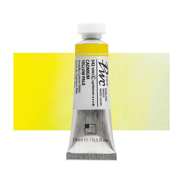 آبرنگ تیوپی 15 میل Cadmium Yellow Pale کد 542 Pwc سری C شین هان آبرنگ تیوپی 15 میل Cadmium Yellow Pale کد 542 Pwc سری C شین هان