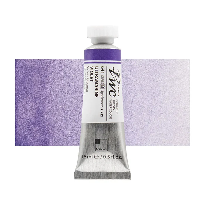 آبرنگ تیوپی 15 میل Ultramarine Violet کد 641 Pwc سری B شین هان آبرنگ تیوپی 15 میل Ultramarine Violet کد 641 Pwc سری B شین هان