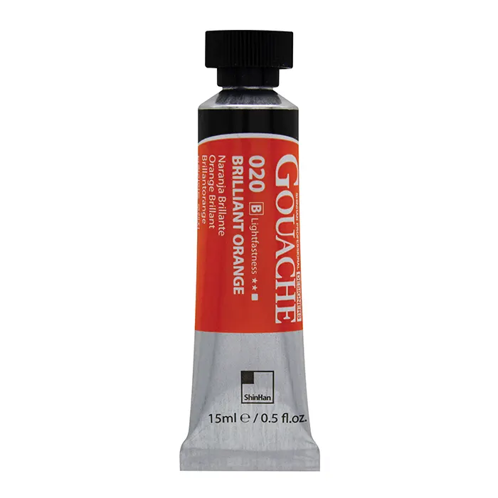 گواش تیوپی 15 میل Brilliant Orange کد 020 سری B شین هان گواش تیوپی 15 میل Brilliant Orange کد 020 سری B شین هان