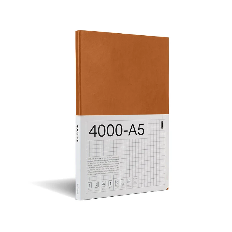 دفتر 4000 کاغذ خودنویس A5 جلد قهوه ای 40 برگ بن / Basenotes دفتر 4000 کاغذ خودنویس A5 جلد قهوه ای 40 برگ بن / Basenotes