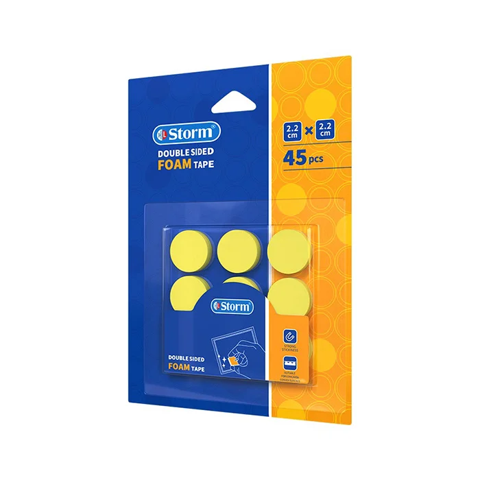 چسب 2 طرفه فوم دار دایره 45 تکه 2.2*2.2 HL-102122  استورم