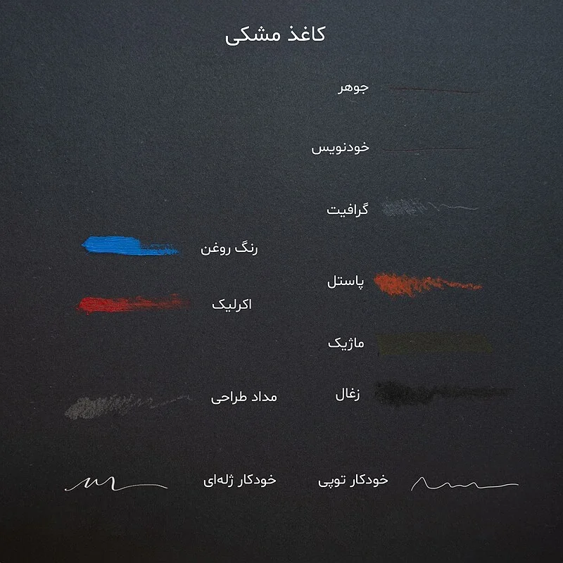 دفتر بدون خط کاغذ مشکی و پوستی دار 48 برگ 16*23 جلد مشکی 1623 بن / Basenotes دفتر بدون خط کاغذ مشکی و پوستی دار 48 برگ 16*23 جلد مشکی 1623 بن / Basenotes