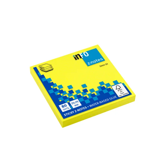 استیک نوت 80 برگ 75*75 زرد 34-5654 اینفو
