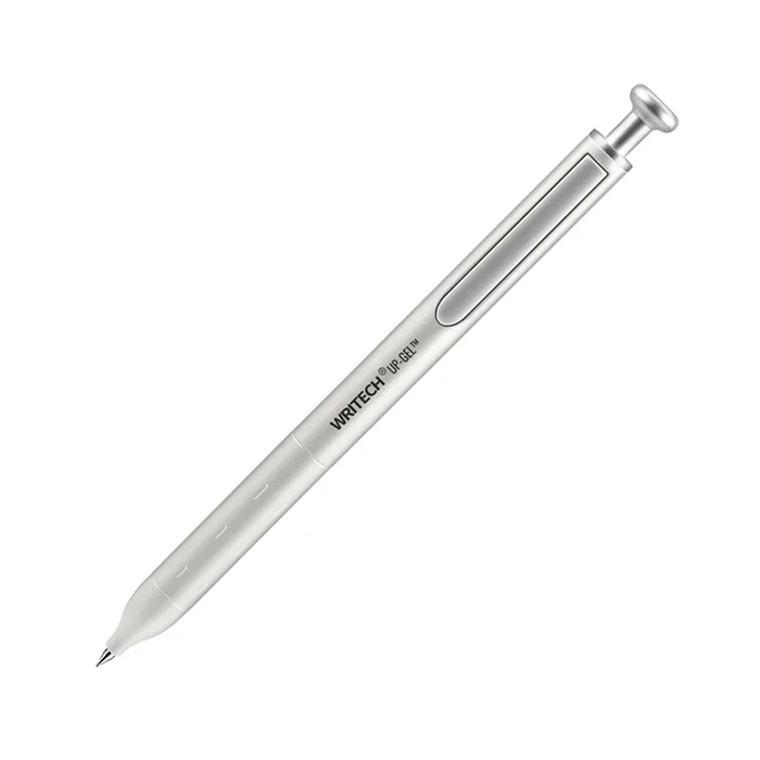 خودکار ژله ای 0.5 فشاری بدنه فلزی سفید W-0156 مشکی سری سایلنت اسپیس آپ رایتک