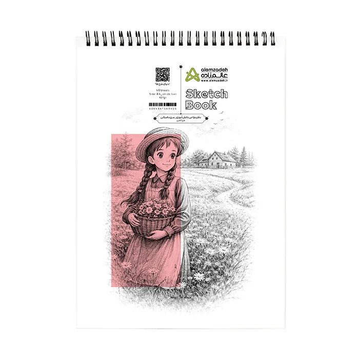 دفتر طراحی 40 برگ 127 گرم A4 عمودی زیره سخت سیمی سری داستان دانش آموزی عالم زاده