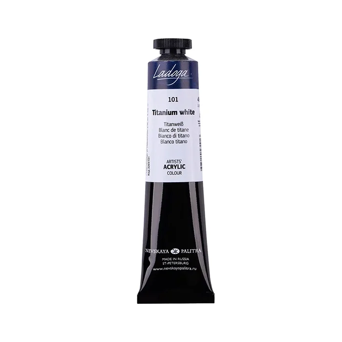 رنگ اکریلیک 46 میل Titanium White کد 101 لادوگا سنت پترزبورگ