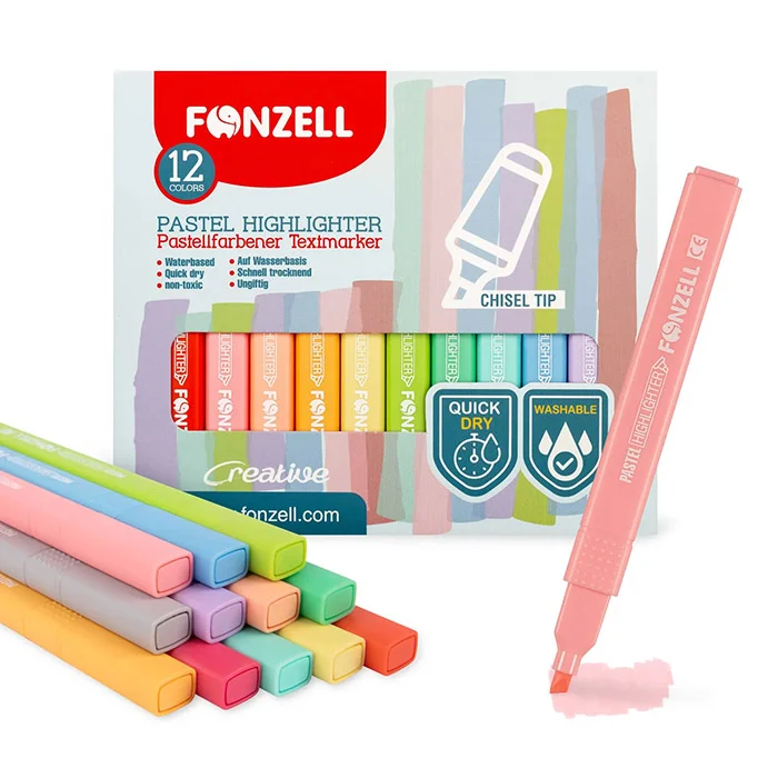 ماژیک علامت زن پاستلی قابل شستشو 12 عددی جعبه مقوایی 684995 فونزل