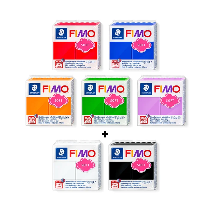 پک 2+5 عددی خمیر پلیمری | حرارتی رنگهای کلاسیک و زنده سری B فیمو استدلر پک 2+5 عددی خمیر پلیمری | حرارتی رنگهای کلاسیک و زنده سری B فیمو استدلر