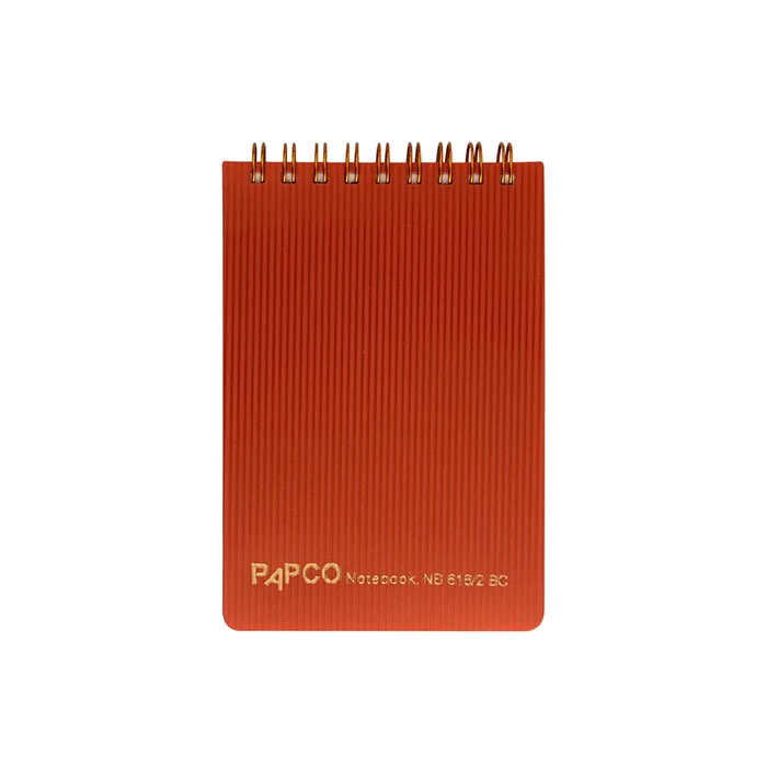 دفترچه خط دار کاغذ کرم 100 برگ 13*8.5 عمودی جلد متالیک سیمی NB616 پاپکو