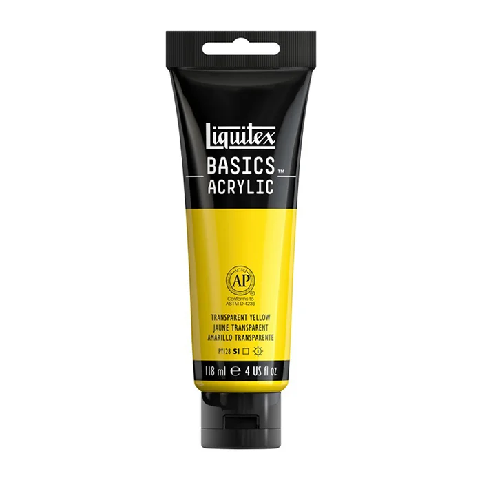 ‏رنگ اکریلیک بیسیک 118 میل Transparent Yellow کد 045 لیکوئیتکس