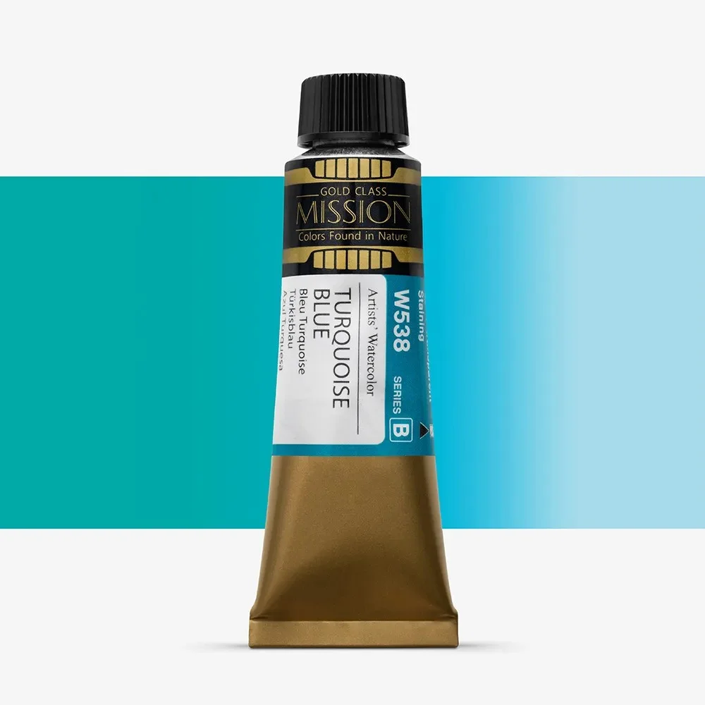 آبرنگ تیوپی 15 میل Turqoise Blue کد W 538 سری B میشن آبرنگ تیوپی 15 میل Turqoise Blue کد W 538 سری B میشن